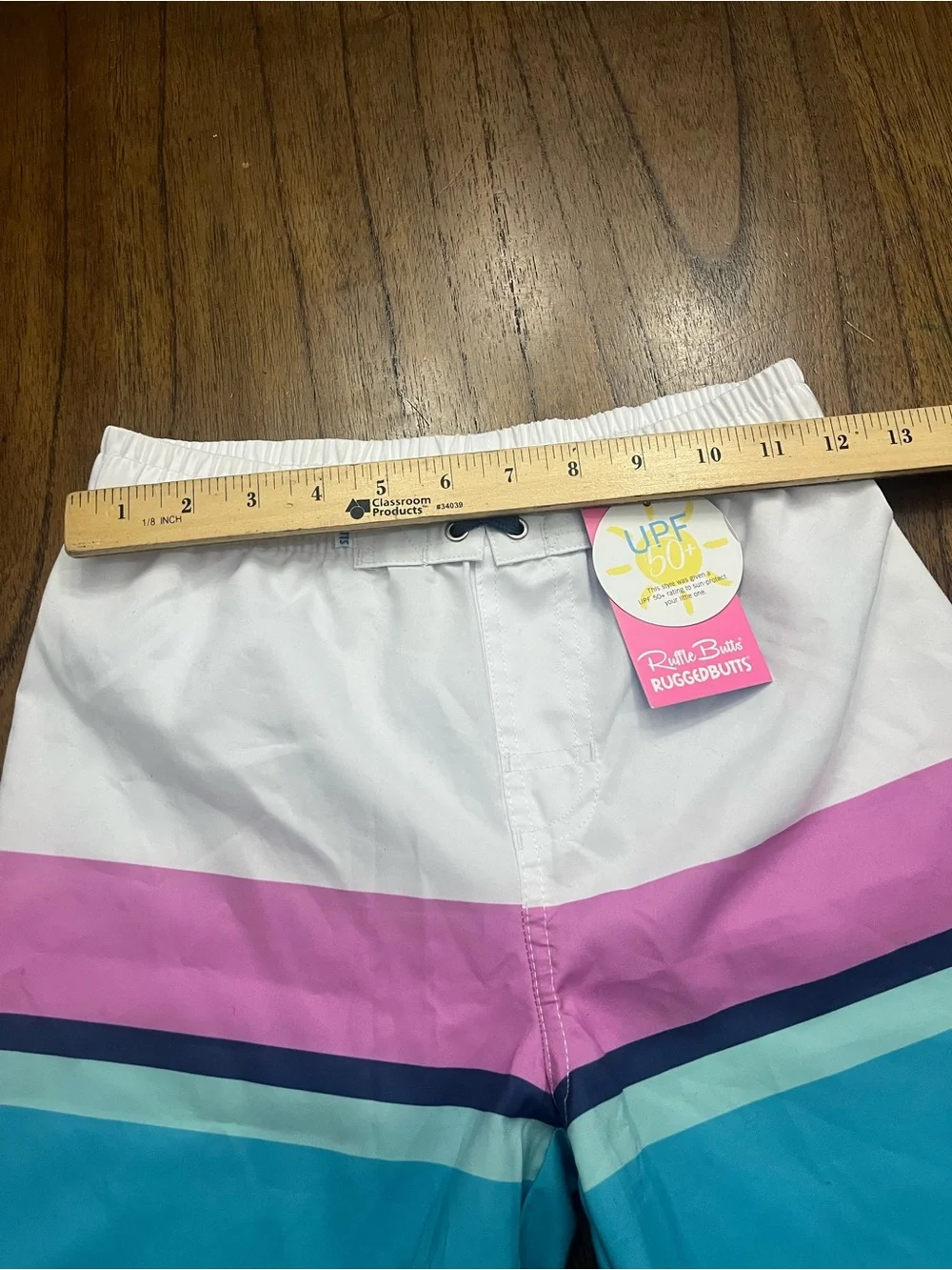NWT RuggedButts Boys Aqua Color Block Swim Trunks UPF 50+ Size 10